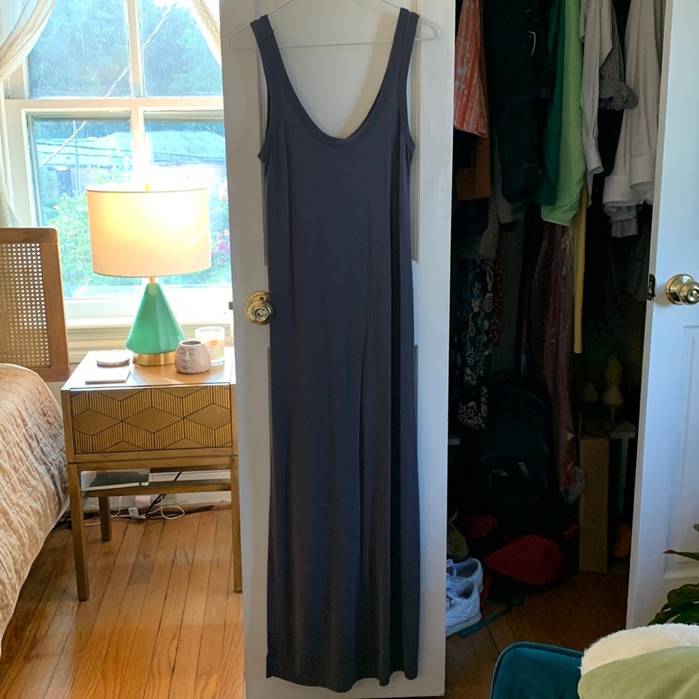 Soft slate gray maxi dress